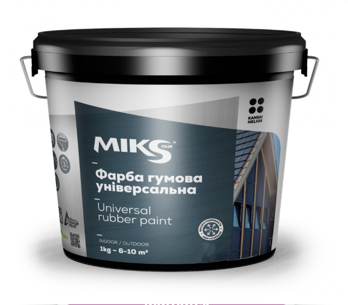 Універсальна гумова фарба акрилова MIKS Color мат сіра RAL 7046 12 кг